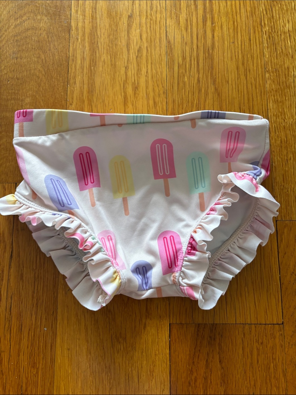 Monica + Andy Ruffled Swim Bikini Bottoms in Pastel Popsicle Print